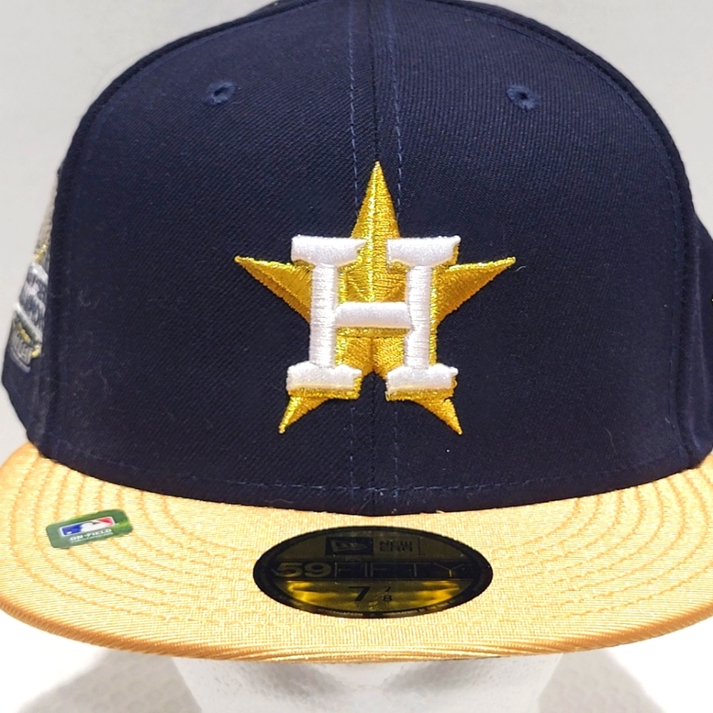 Houston Astros Mens 2022 WSC New Era 7 7/8 goldblue authentic on field cap NWT